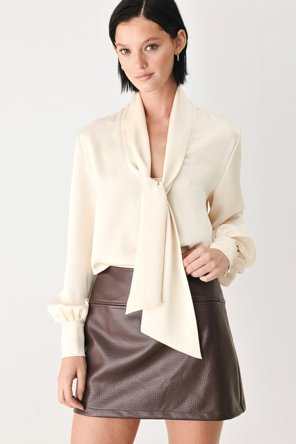 CHAMPAGNE WISHES TIE FRONT BLOUSE