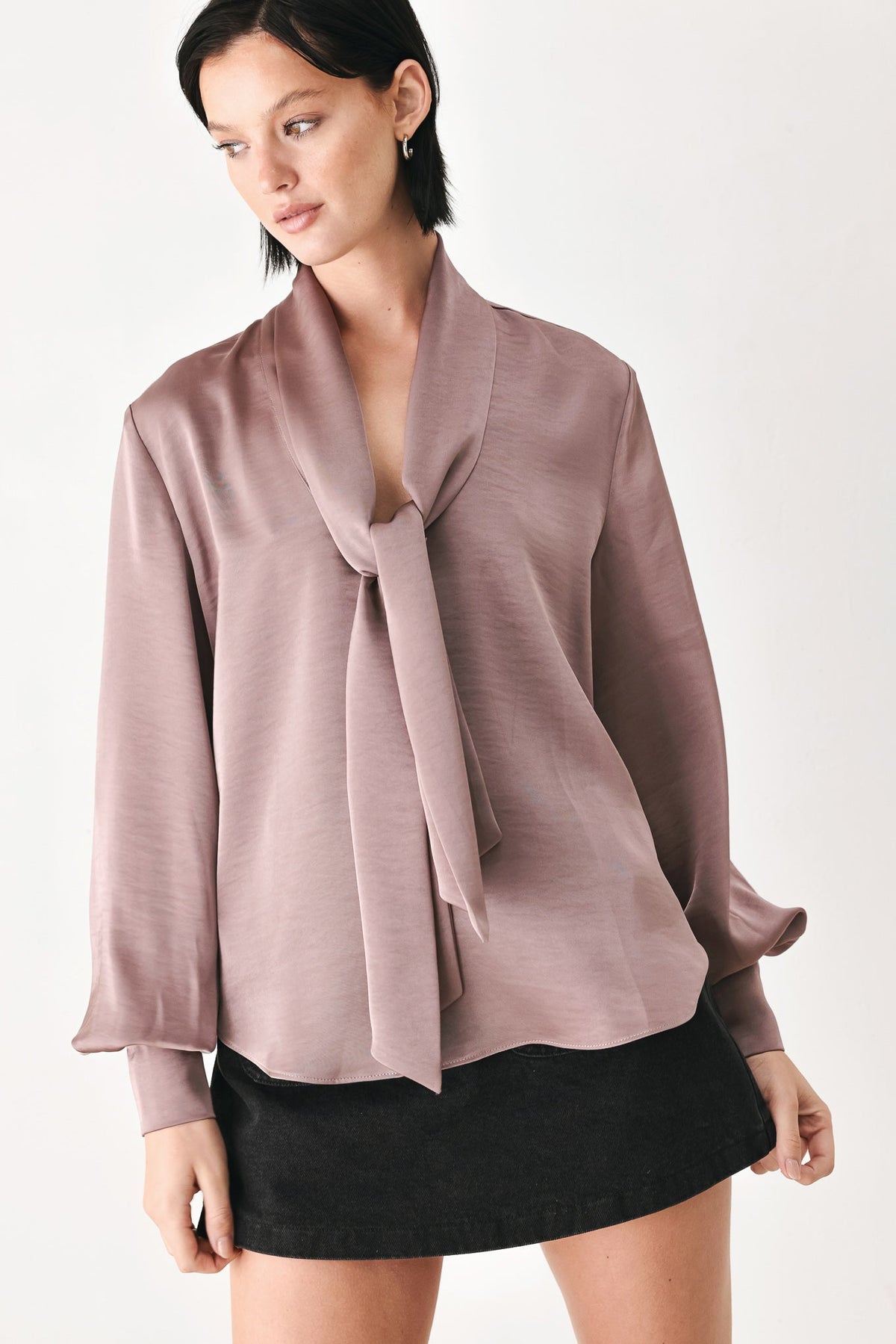 CHAMPAGNE WISHES TIE FRONT BLOUSE