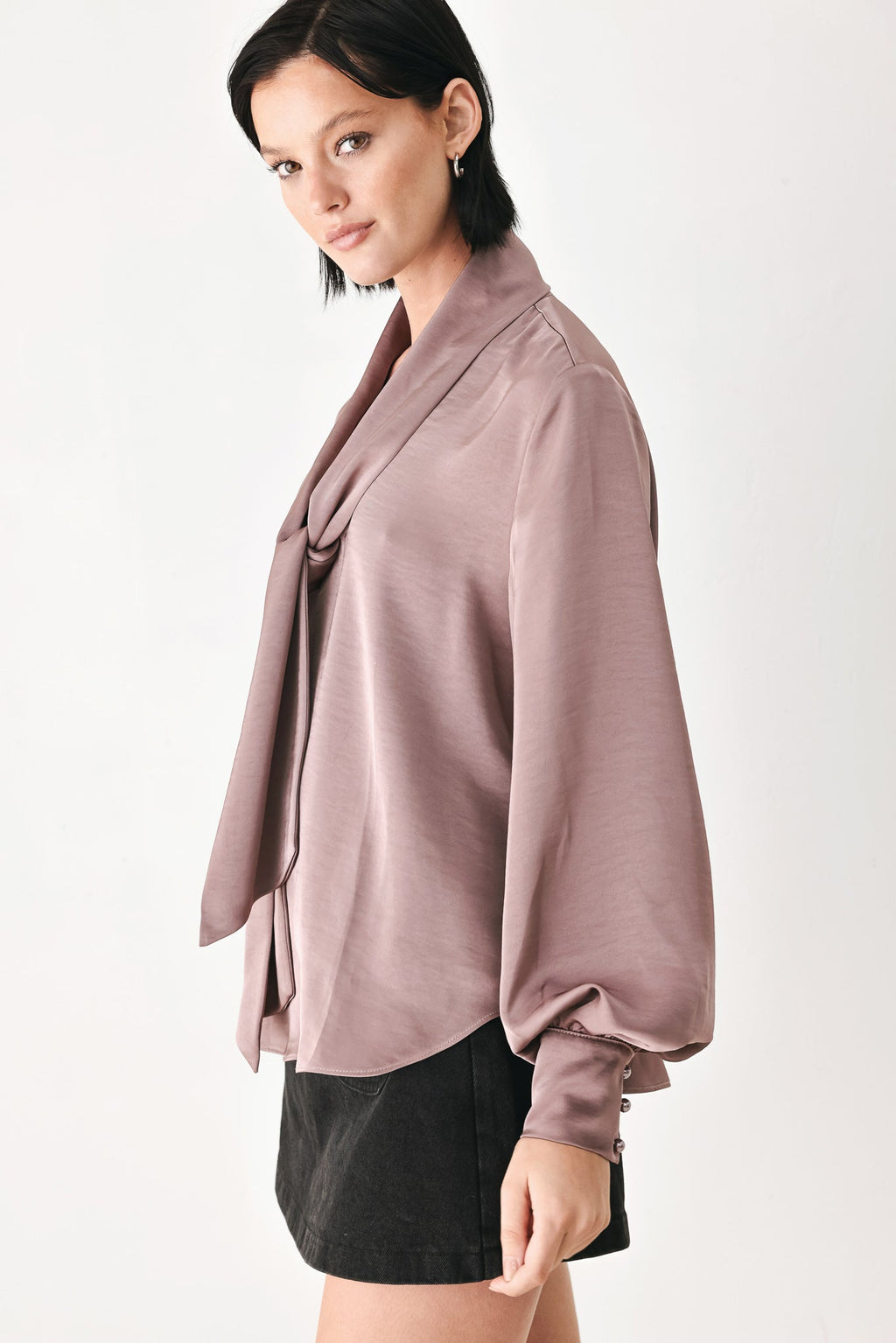 CHAMPAGNE WISHES TIE FRONT BLOUSE