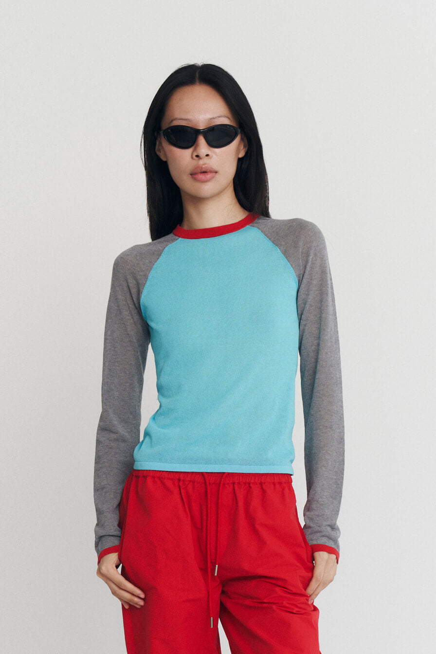 MIRINAE RAGLAN KNIT TOP IN GELEIRA MULTI