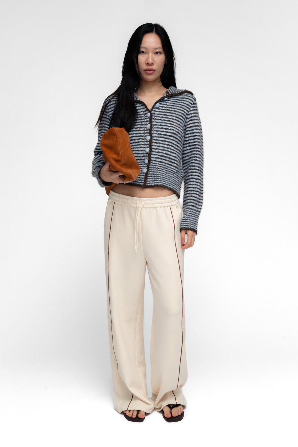 HO-SOOK KNIT CARDIGAN IN BLUE STRIPE