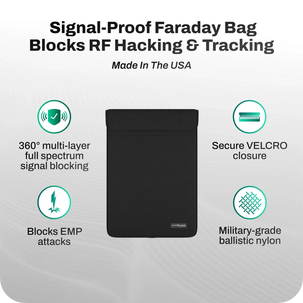 Ultra Armor Faraday Bag for Laptop & Tablet — Cybersecurity, Privacy & EMP Attack Shield