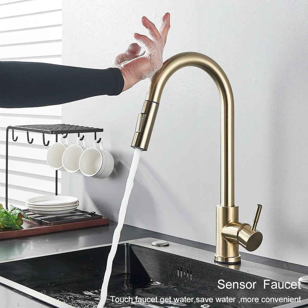 Pull-Out Kitchen Faucet with Touch Control Option and 360° Spout