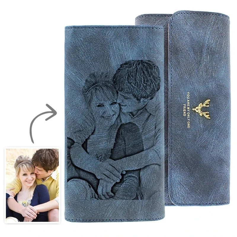 Personalized Photo Engraved Women's Trifold Wallet