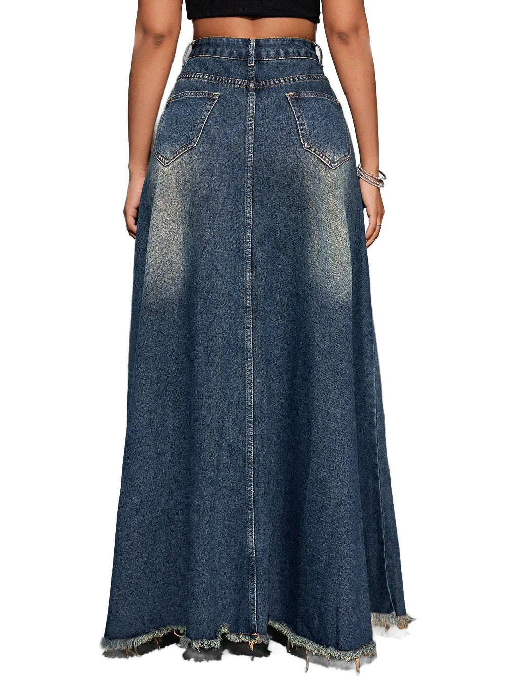 YUANBOFEI High Quality Women's Denim A-Line Midi Skirt Vintage Washed Stretch Jeans Breathable Comfortable Summer Casual Outing
