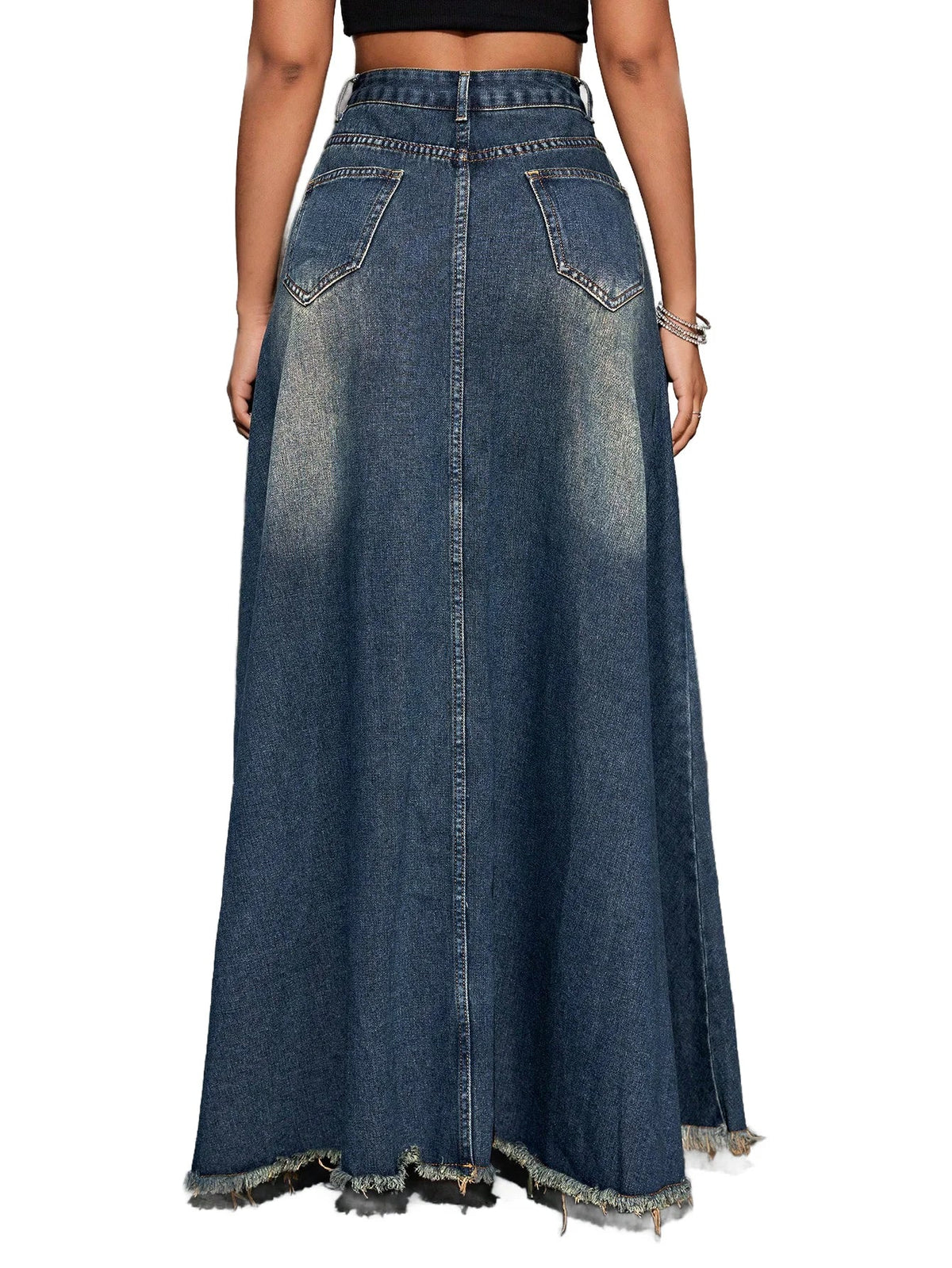 YUANBOFEI High Quality Women's Denim A-Line Midi Skirt Vintage Washed Stretch Jeans Breathable Comfortable Summer Casual Outing