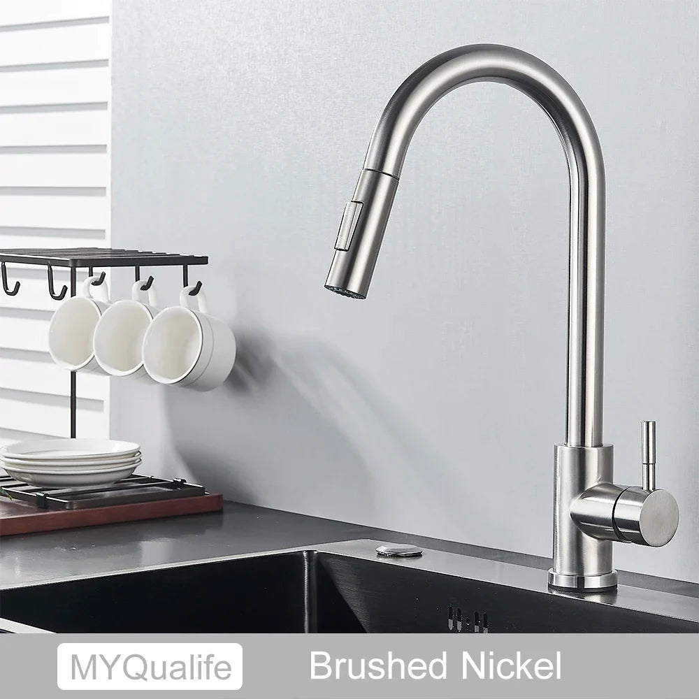 Pull-Out Kitchen Faucet with Touch Control Option and 360° Spout