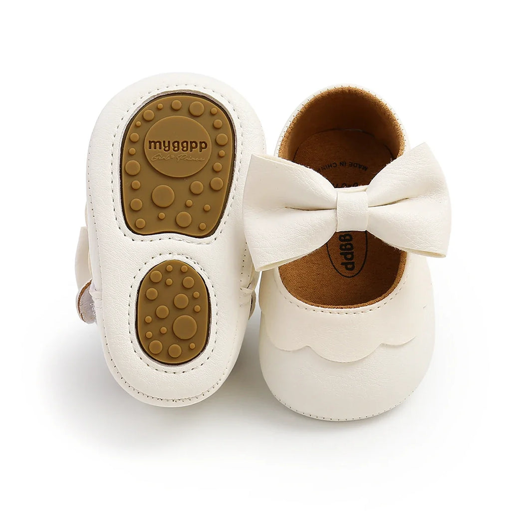 Citgeett 0-18M Baby Infant Girls Flat Shoes Bow Knot Solid First Walker Soft Sole Newborn Infant Toddler Girls Princess Shoes