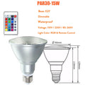Dimmable RGB PAR30 PAR38 Par Light E27 15W 25W LED Spotlight Bulb Flood Lamp Remote Control Multicolor Home Decoration 110V 220V