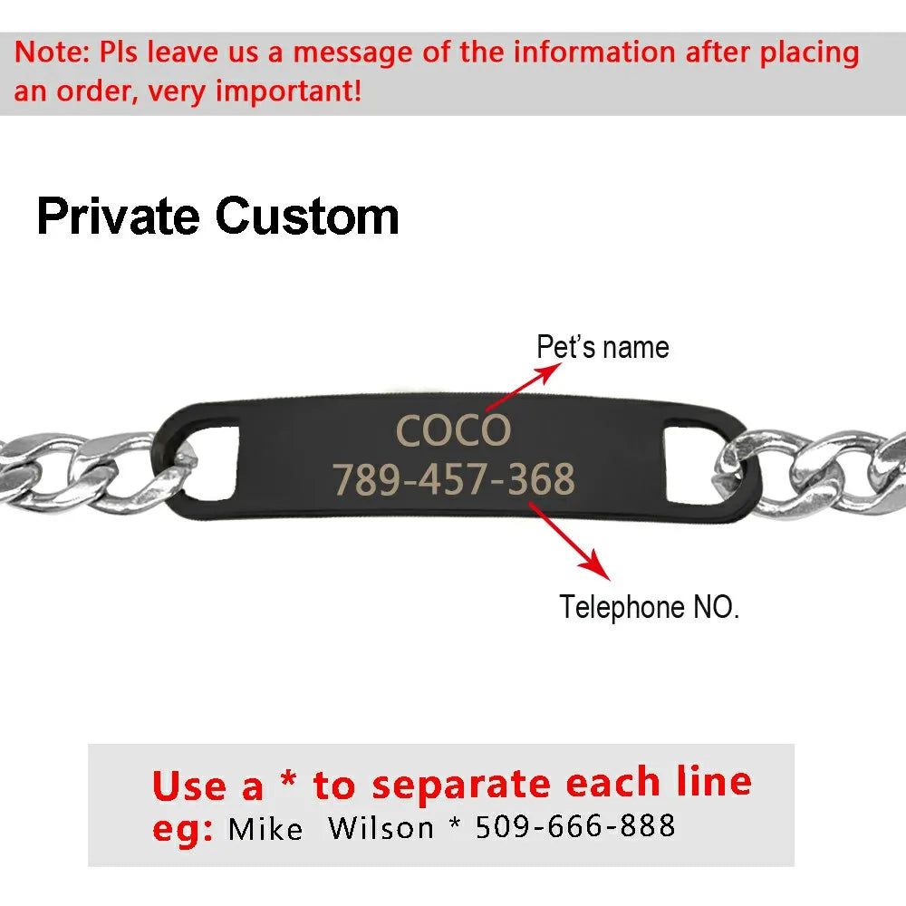 Personalized Cat Dog Chain Collar Customized Engraved Pet Collars Small Dogs Cats Necklace NamePlate Chihuahua Yorkshire