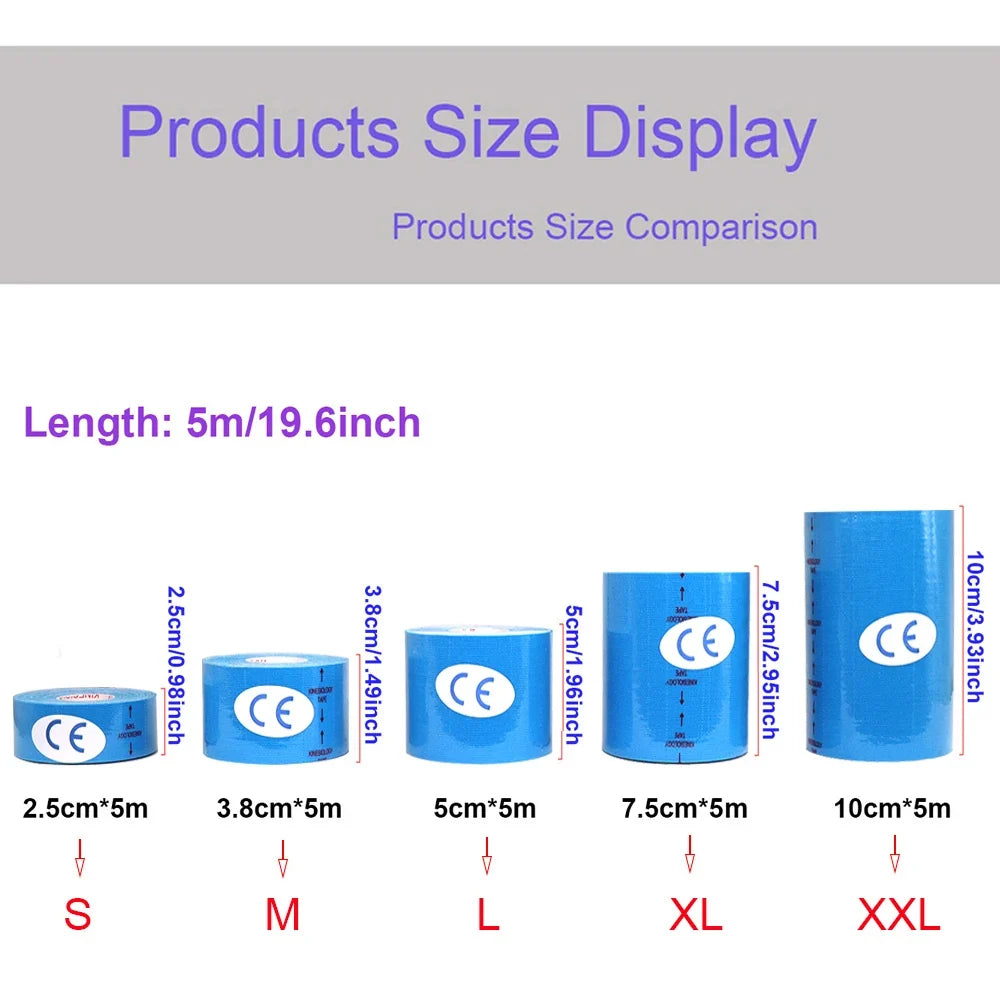 5m Kinesiology Wrap Tape Muscle Pain Relief Waterproof Sports Recovery Athletic Tape Strapping For Tennis Knee Finger Wrist