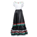 Eraspooky Retro Western Sexy Senorita Costume Women Lace Bohemian Maxi Spainish Off Shoulder Dance Dress Carnival Party