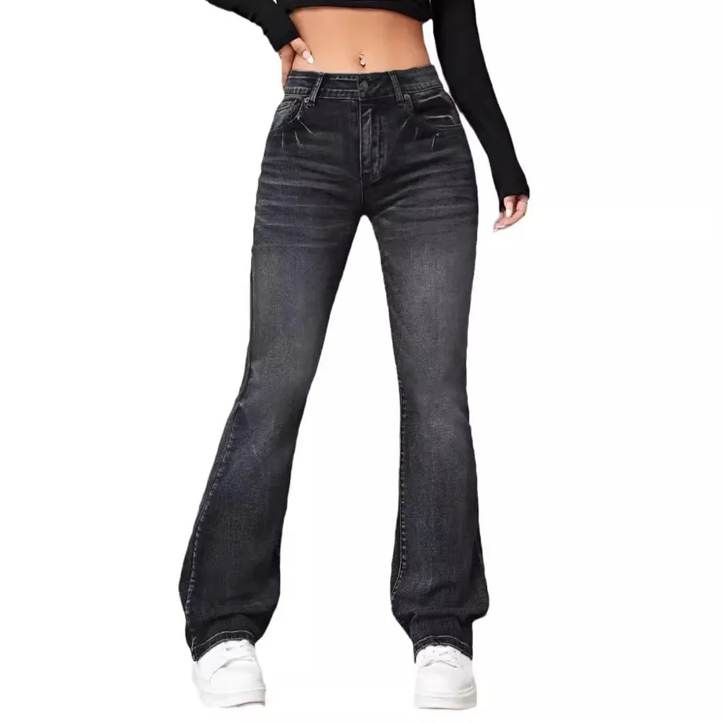 2025 Women's Spring and Summer New Slim-fit Casual Jeans High Waist Flared Anti-Wrinkle  Pants