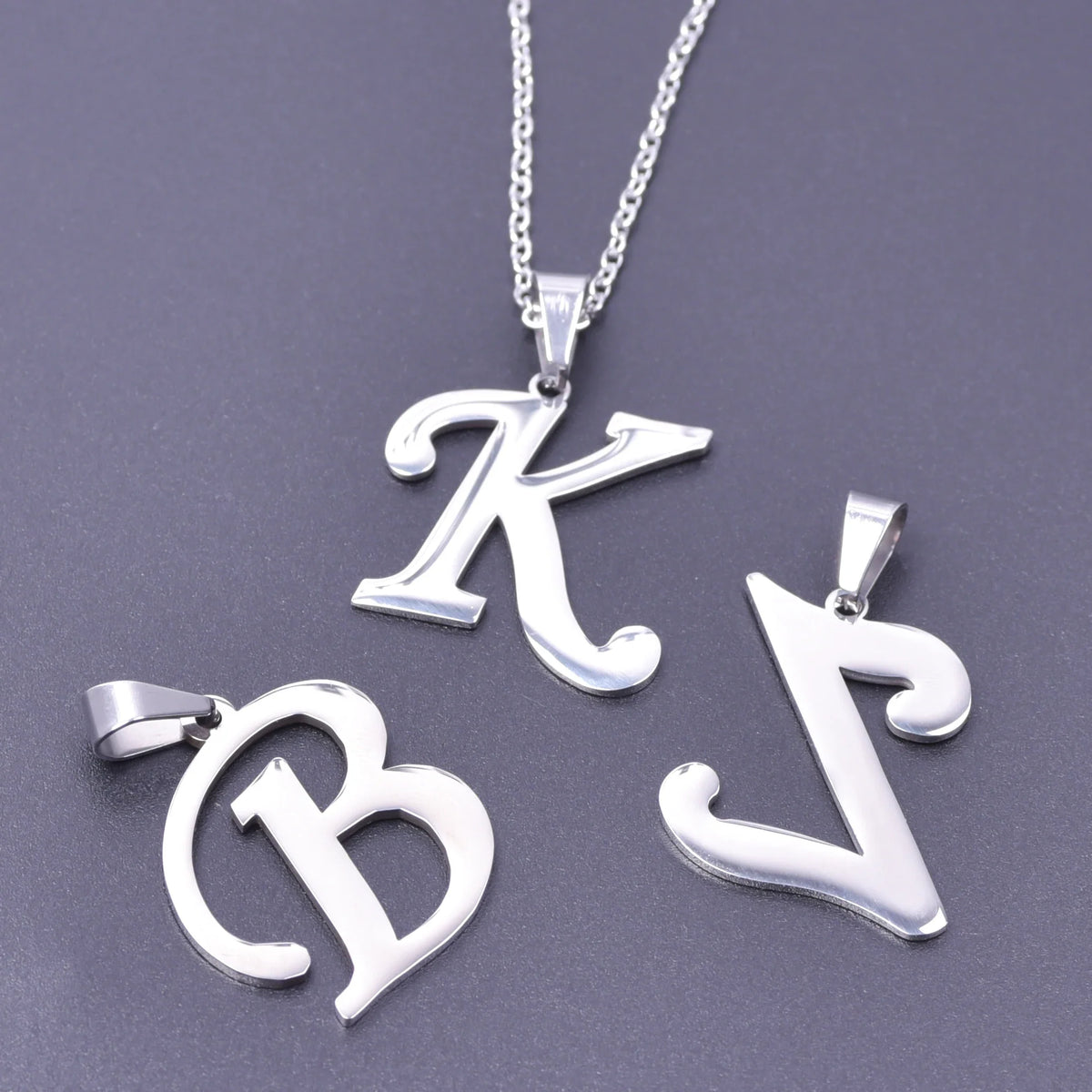26 Letters Necklace Stainless Steel Initial Necklaces For Women Men Pendant Big Alphabet Chain On The Neck Choker Cadenas Hombre