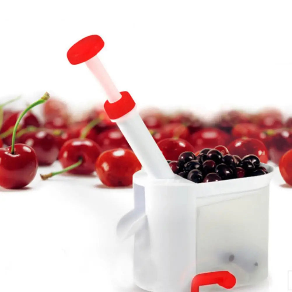Manual Cherry Pitter with Suction-Cup Base, White