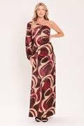 CABERNET SCULPTED WAVE WOVEN MAXI DRESS