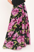NOIR GARDEN BLACK PRINTED FULL-CIRCLE MAXI SKIRT