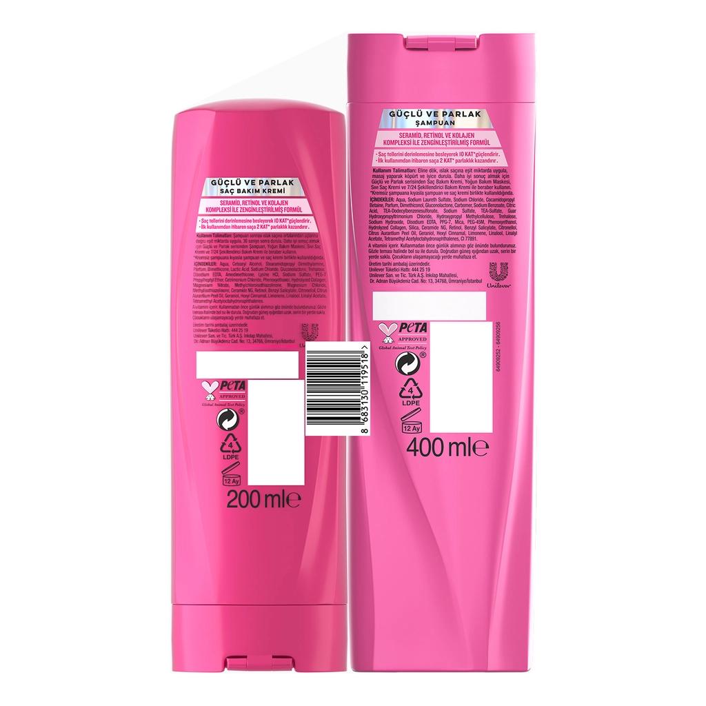 Elidor Strong & Shiny Shampoo 400ml and Serum Conditioner 200ml
