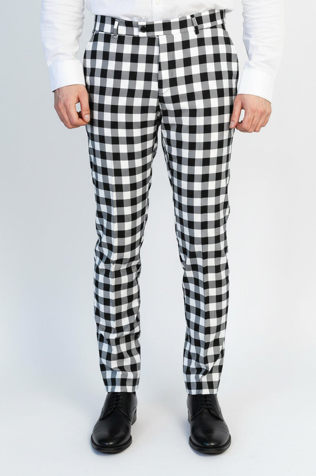 Slim Fit Checked Black Men Pants - Wessi