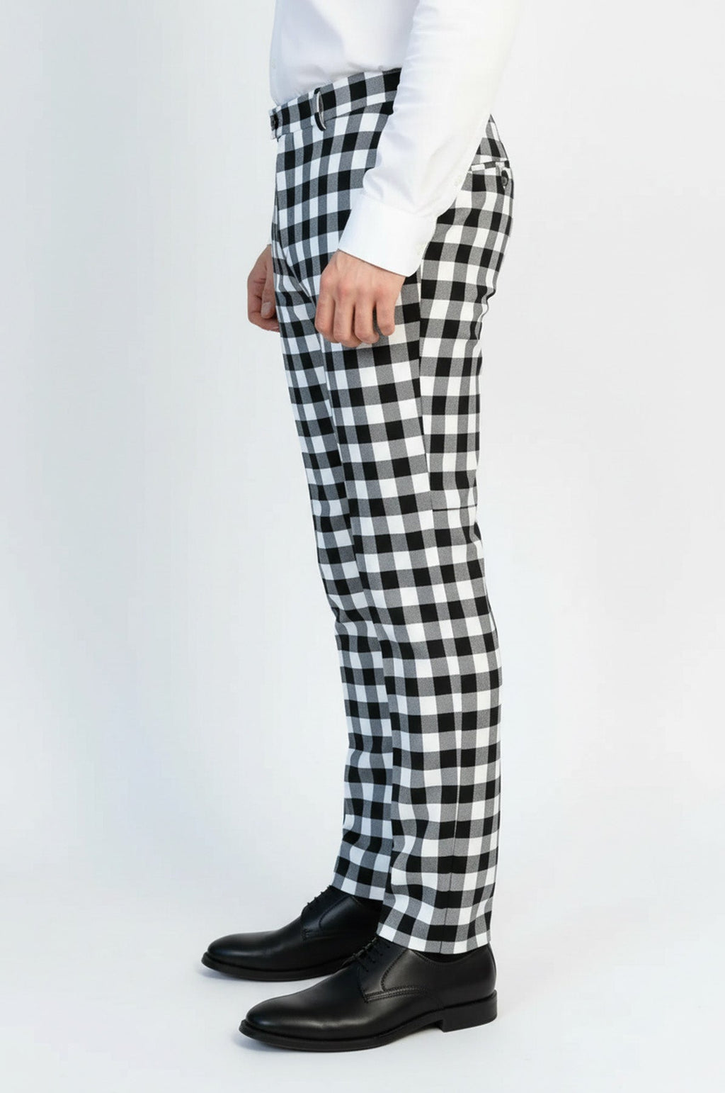 Slim Fit Checked Black Men Pants - Wessi