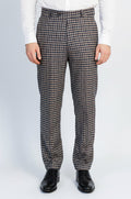 Navy Beige Checkered Fabric Trousers – Wessi