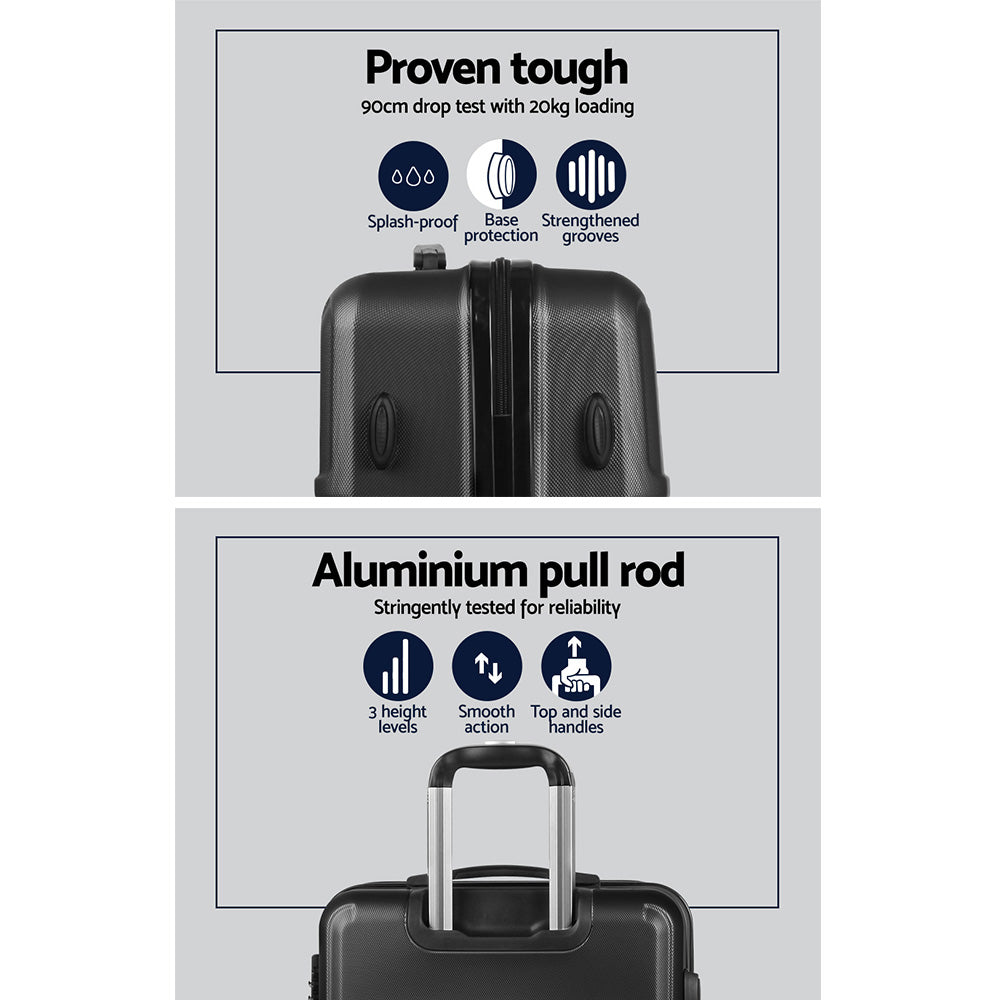 NNEDSZ 3 Piece Lightweight Hard Suit Case Luggage Black