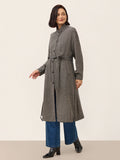 Linen Yarn Dyed Check Belted Long Coat BELLADONNA