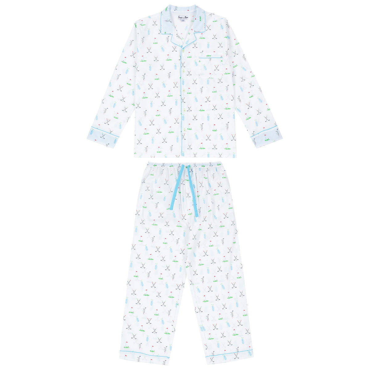 Men's Golf Long PJ Set - Organic Cotton Poplin