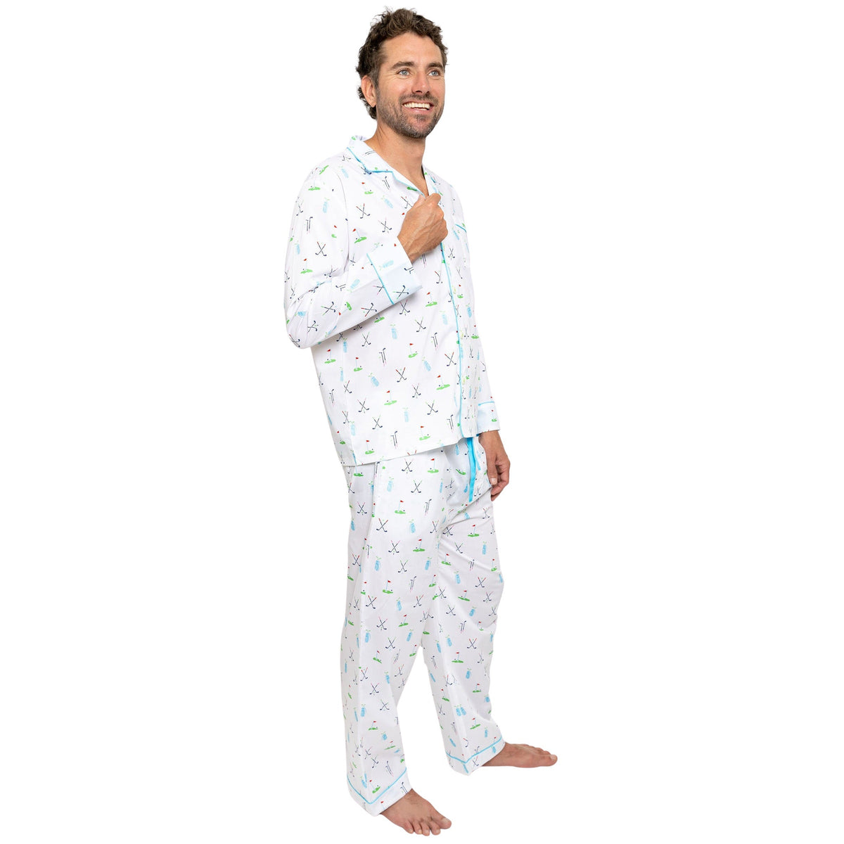 Men's Golf Long PJ Set - Organic Cotton Poplin