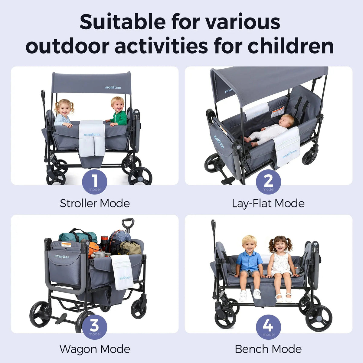 Momfann 2-Seater All-Terrain Stroller Wagon for Kids