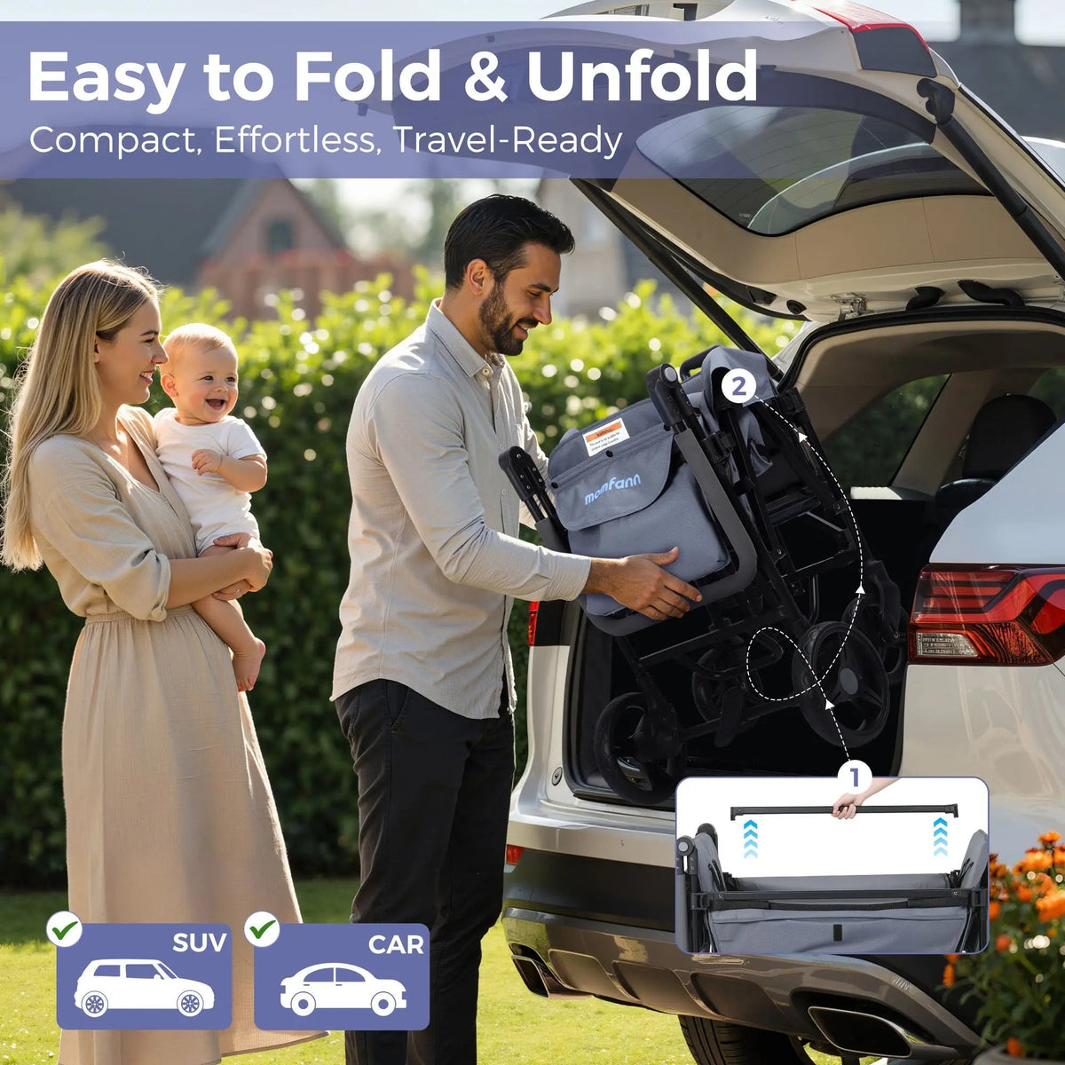 Momfann 2-Seater All-Terrain Stroller Wagon for Kids