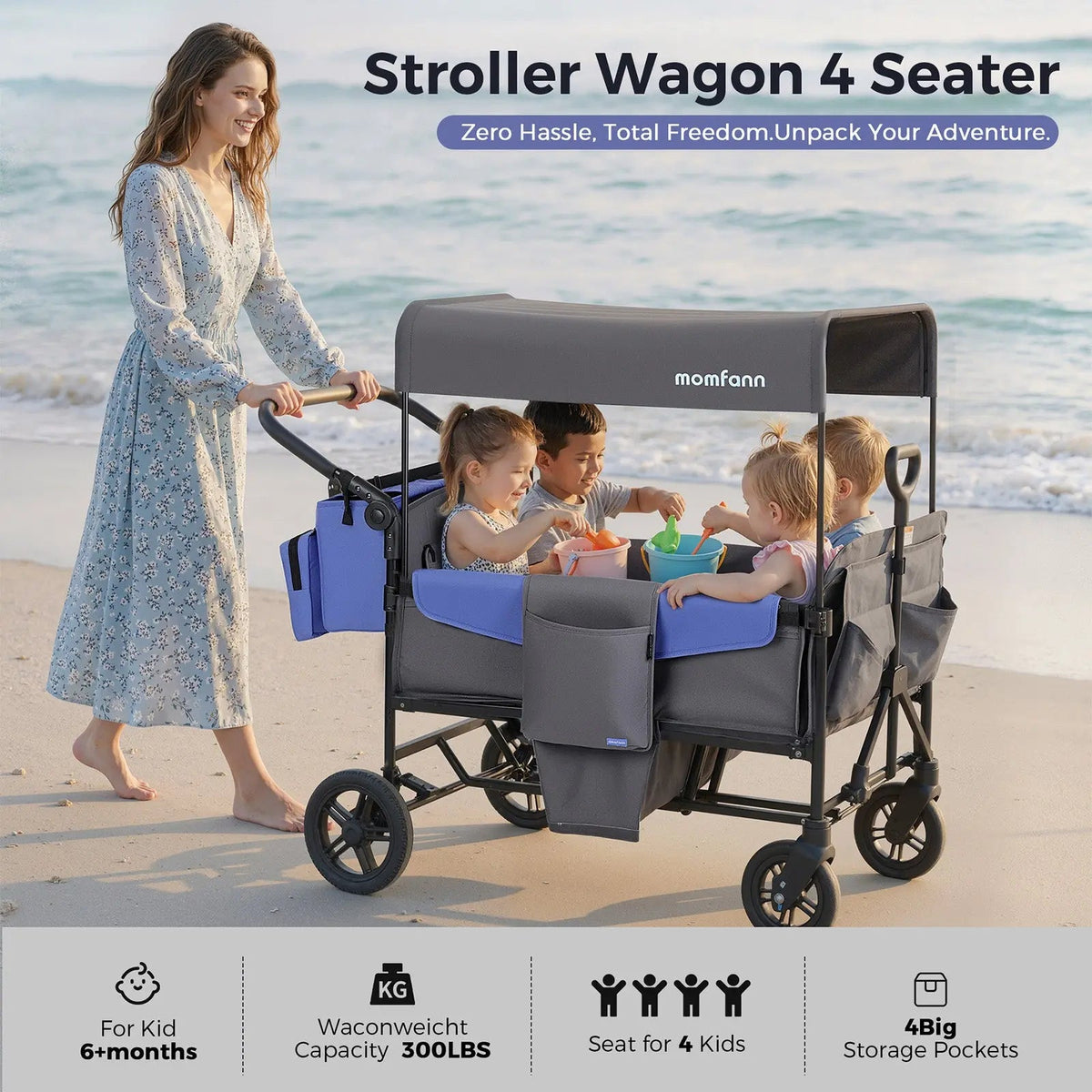 Momfann 2-Seater All-Terrain Stroller Wagon for Kids