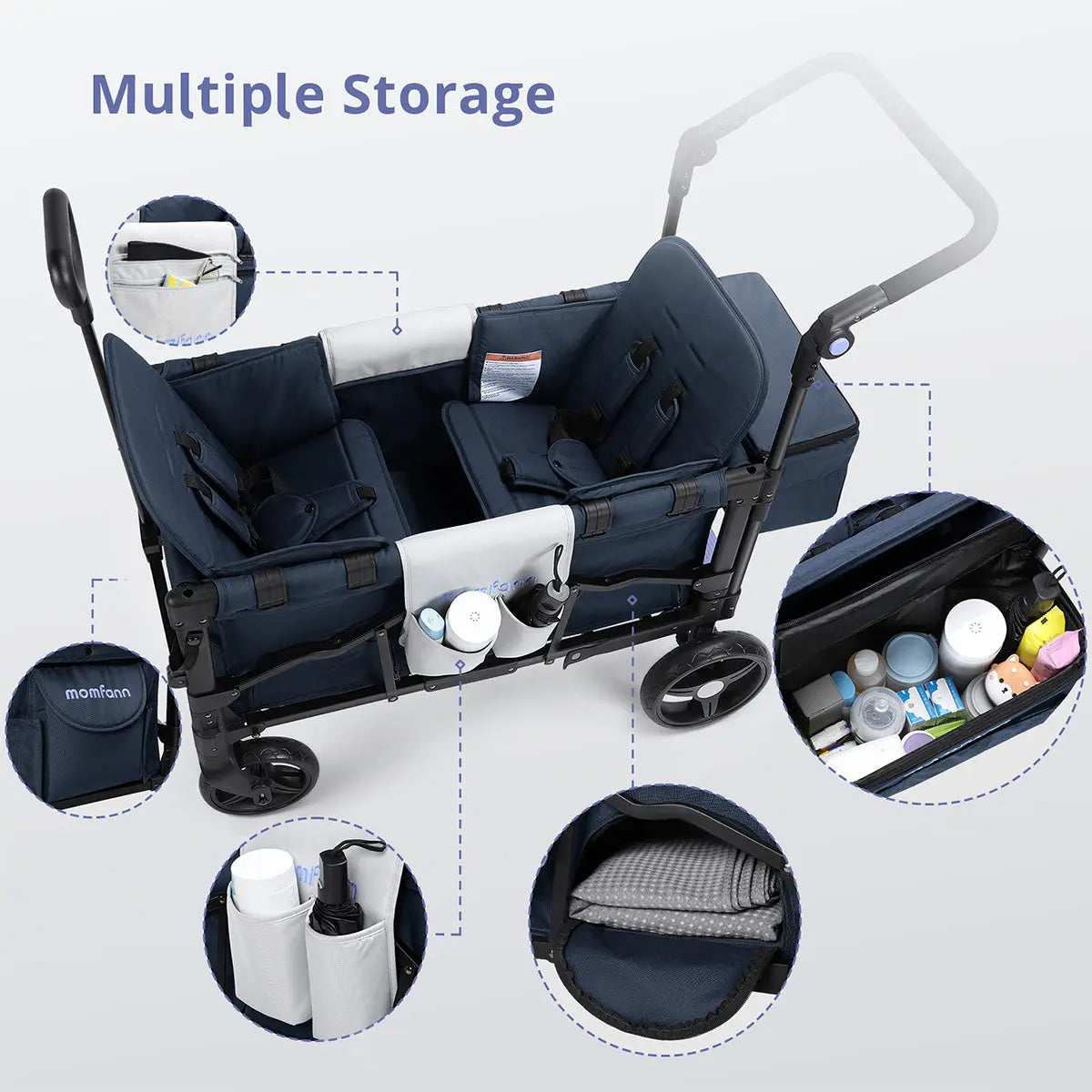 Momfann 2-Seater All-Terrain Stroller Wagon for Kids