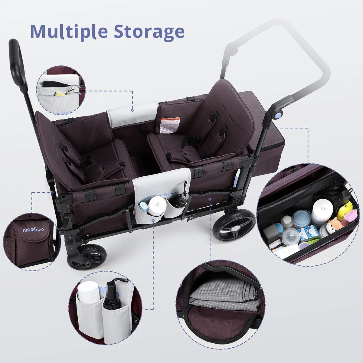 Momfann 2-Seater All-Terrain Stroller Wagon for Kids