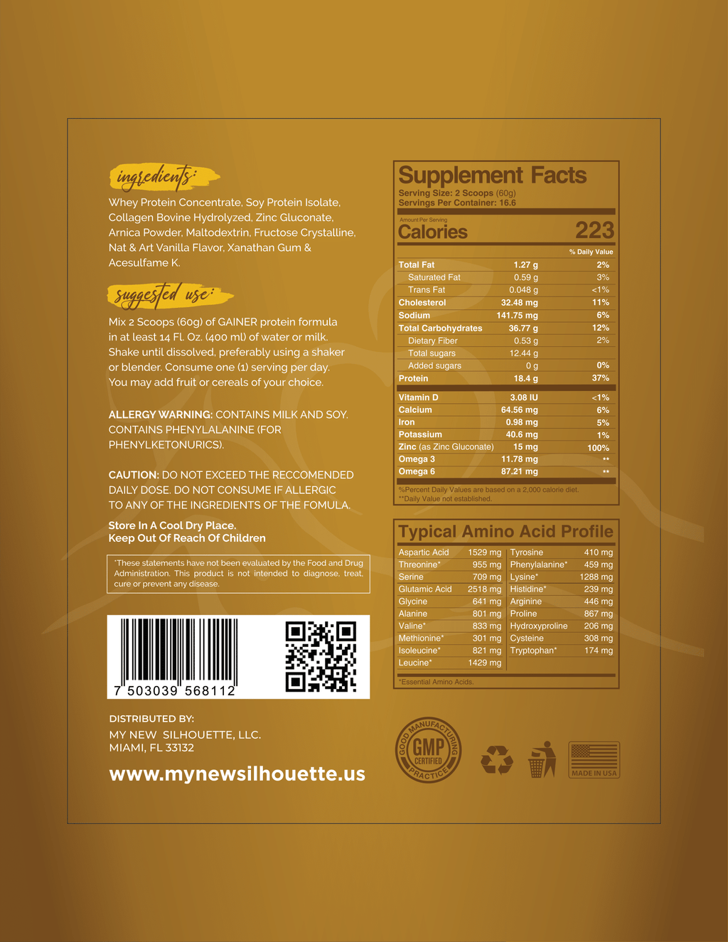 Protein Gainer Siluette PRO with carbs