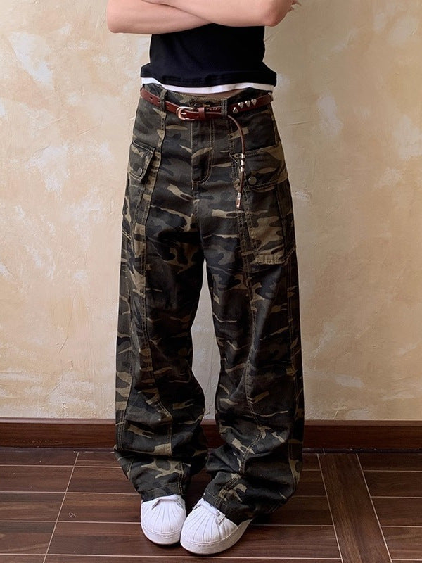 American Retro Niche Design Camouflage Jeans for Men and Women Trendy Brand Cool High Street Pants Couple Trendy Cargo Pants