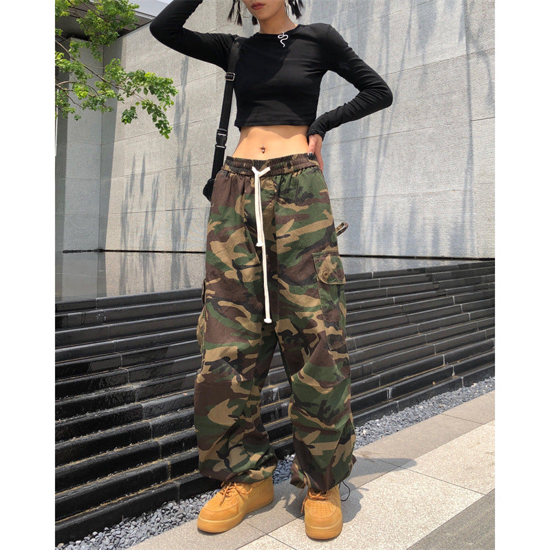 2026 American High Street Retro Hip-Hop Camouflage Cargo Pants Slimming Pants Women's Jogger Casual Pants Ins Trendy Brand
