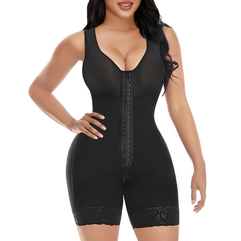 Nylon Shapewear Bodysuit - Buttoned, Non-Seamless, S-XXXXL