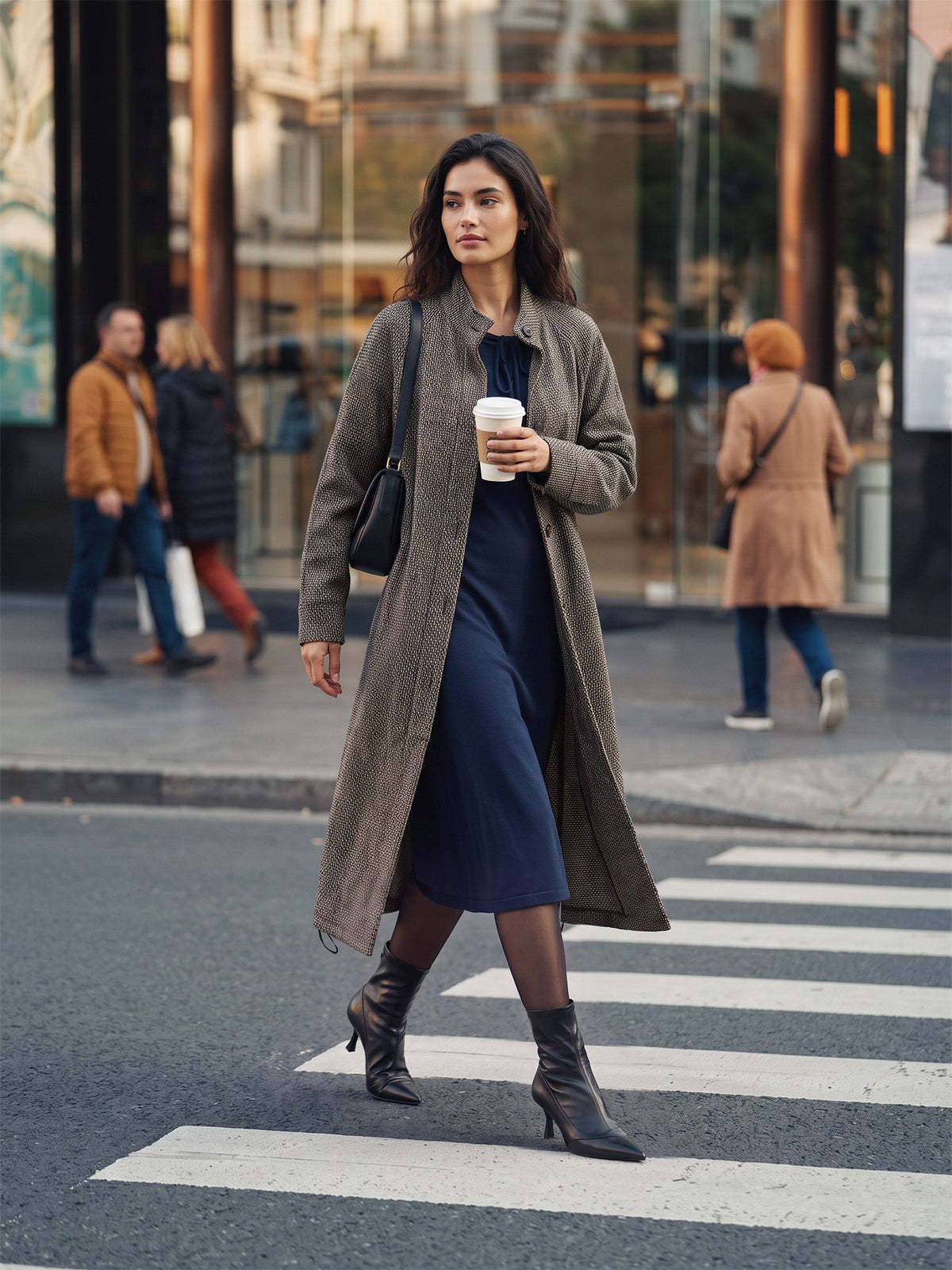 Linen Yarn Dyed Check Belted Long Coat BELLADONNA