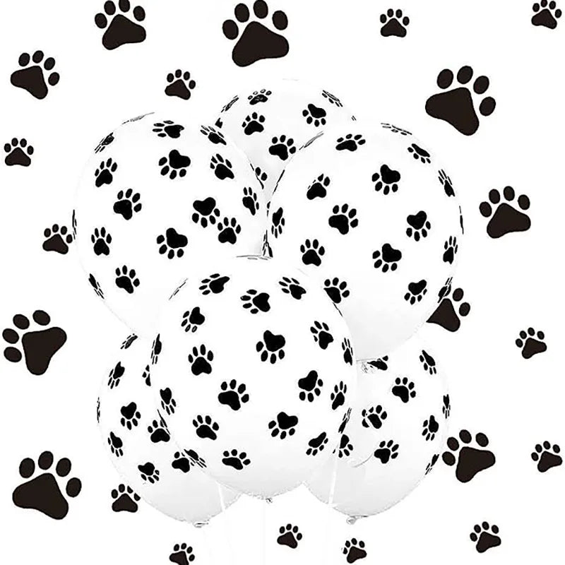 10pcs 12inch Cute Dog Paws Print Balloons White Black Latex Balloon Kids Birthday Gift Baby Shower Party Toys Home Party