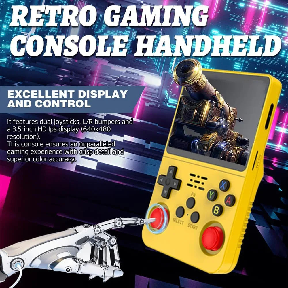R36S Handheld Retro Game Console Classic ARKOS System 3.5 Inch Portable Video Gaming Console with Single Card for Kids Gift