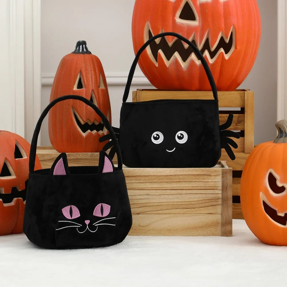 Halloween Trick-or-Treat Basket, Cat, Spider or Bat