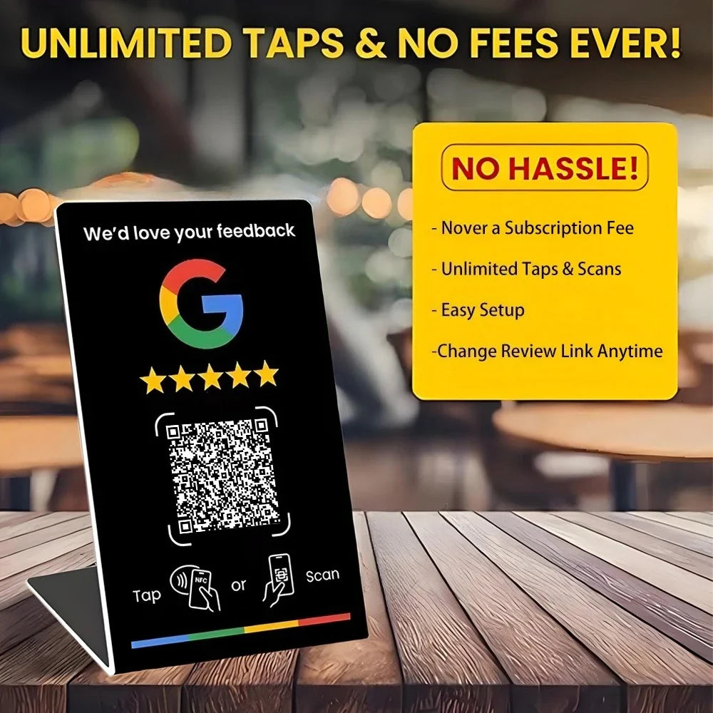 NFC215 Programmable for Google Review Card NFC Station Table 13.56Mhz QR code can be independently set to link Standing Card