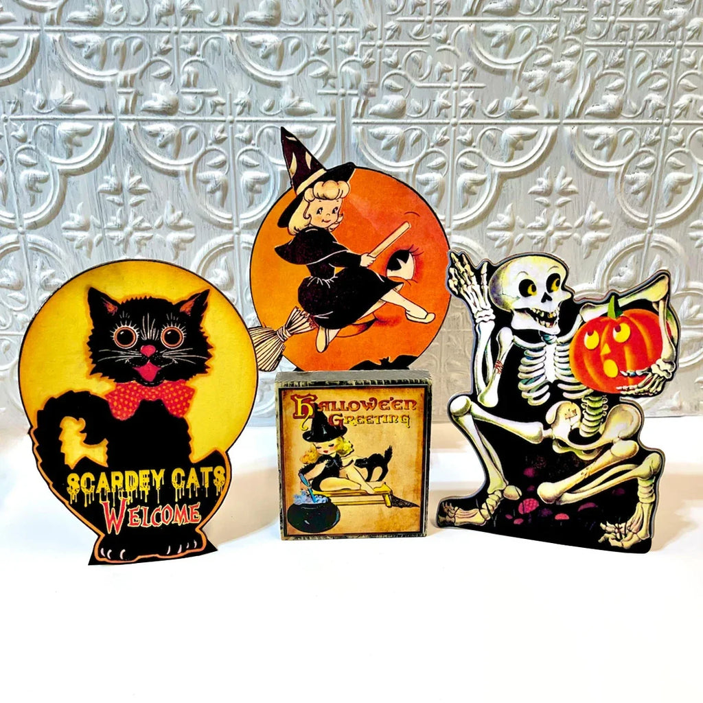 Halloween Skeleton Tabletop Ornament Holding Pumpkin