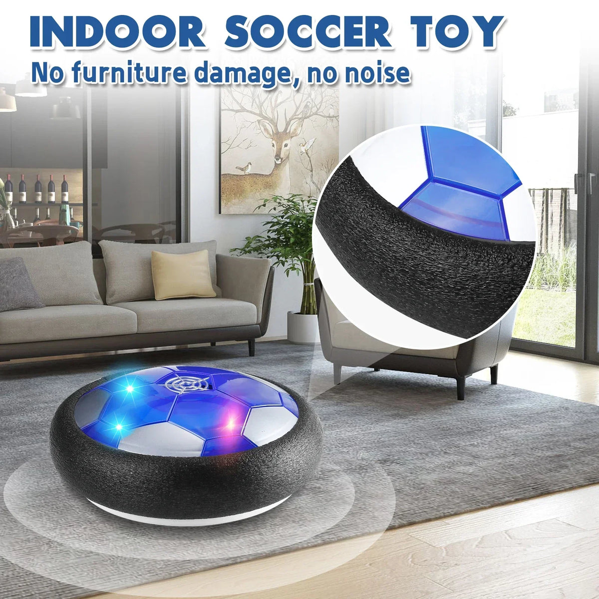 MQUDUO Hover Soccer Ball Set with 2 Goal Nets, LED Floating Football Disc for Indoor Mini Match and Family Game
