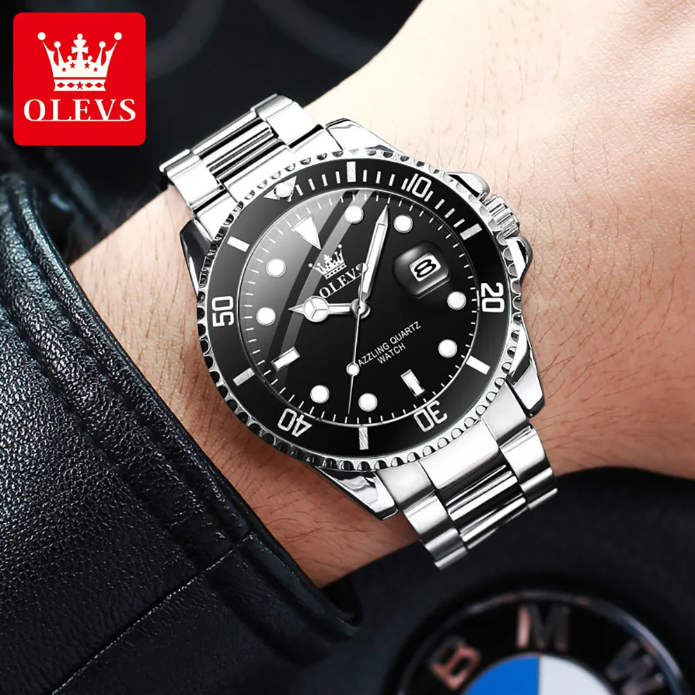 OLEVS Men’s Quartz Watch with Rotating Bezel and Auto Date