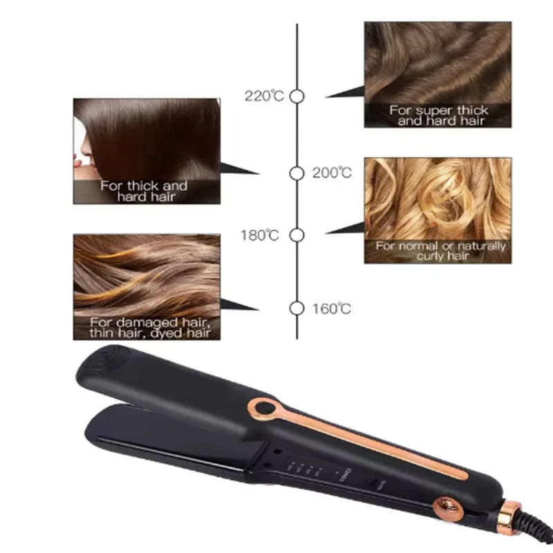 Hair Straightener Professional Ceramic Flat Iron Negative Ion Wide Plate Temperature Adjustable Straightening Iron