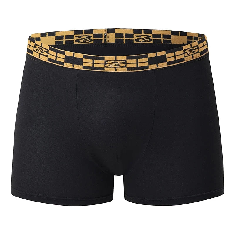 5-piece Set Of Men's Black Classic Elastic Waisted Underwear Quick Drying Comfortable Sporty Youth Trend Flat Corner Pants