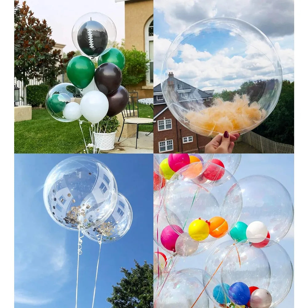 10-50 Pcs 20-24 Inch Bobo Balloons Stick Bubble Balloons Clear Bobo Balloon Large Transparent Bubble Balloon for