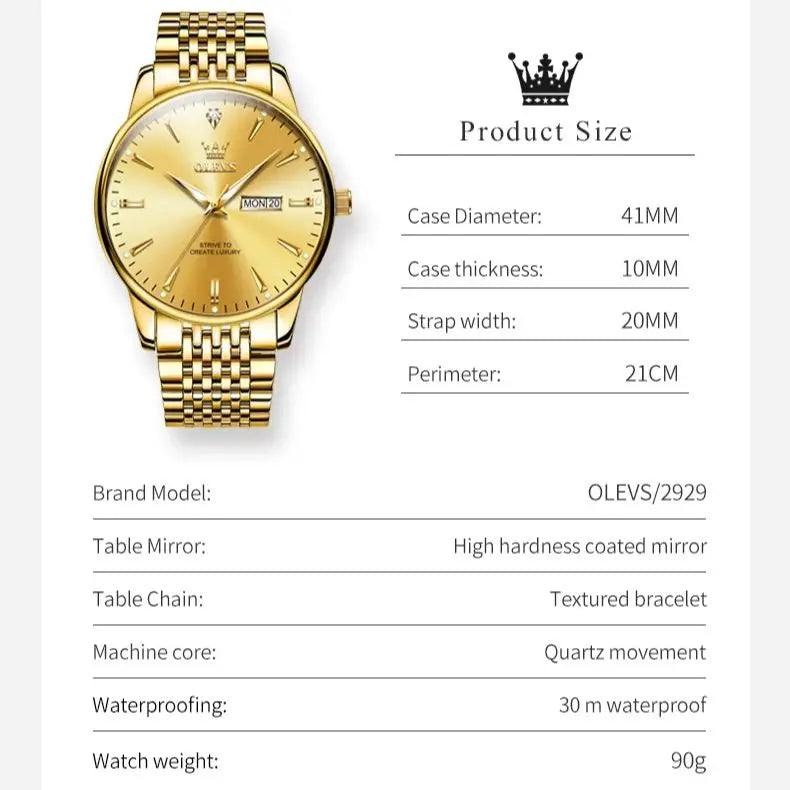 OLEVS 2929 Men’s Quartz Watch with Double Calendar
